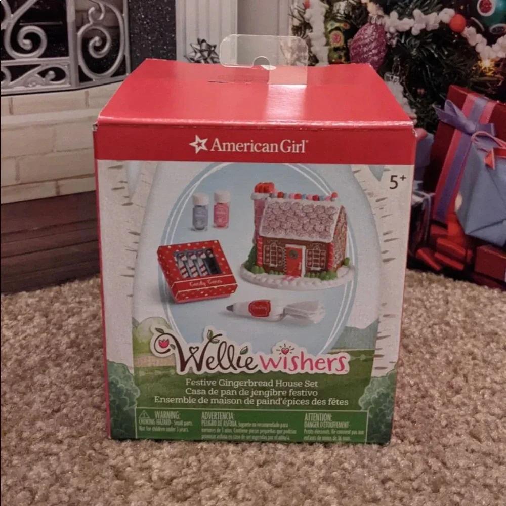 American girl doll Christmas play-set gingerbread house, baking, candy